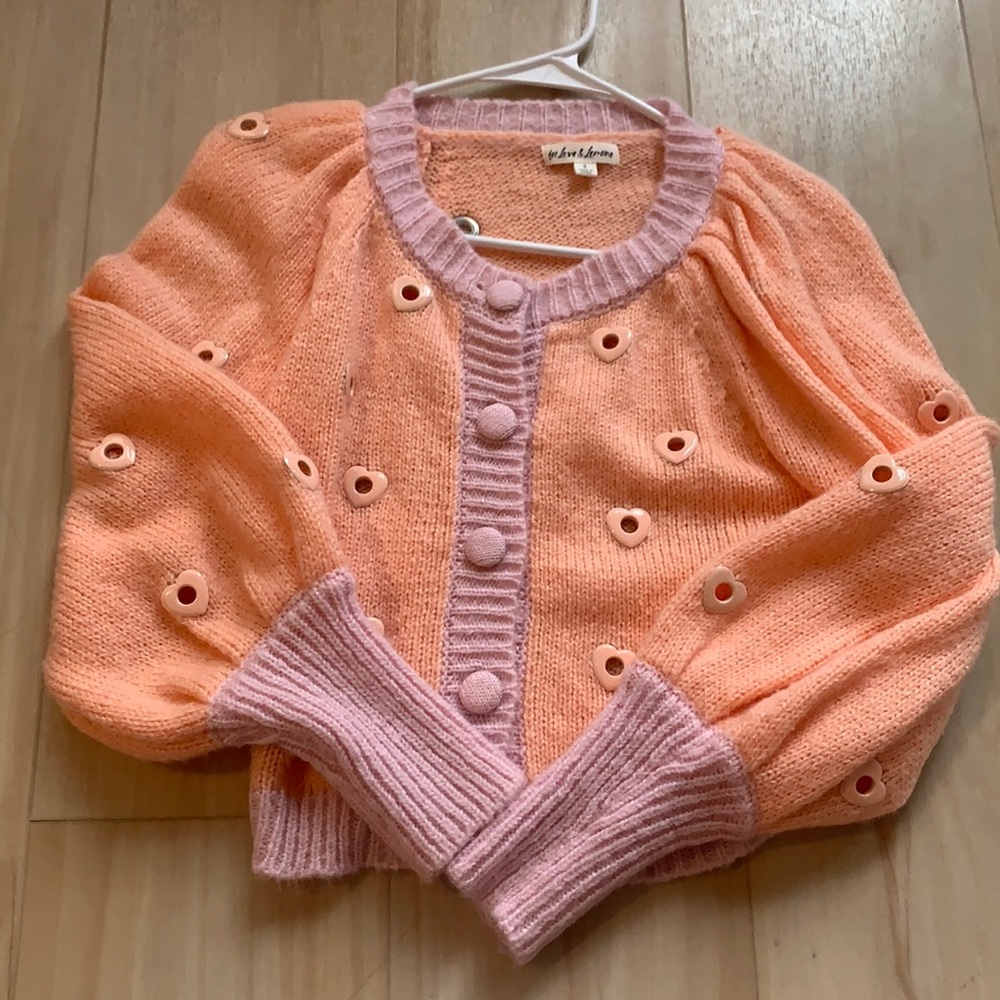 For Love & Lemons Lovejoy Cardigan peach